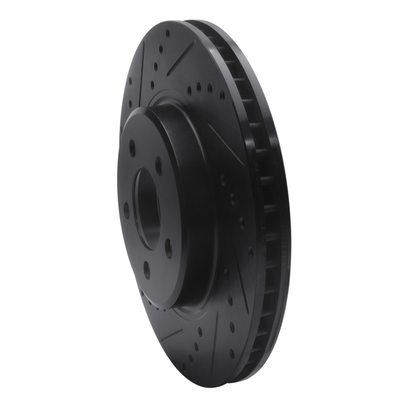 Chrysler 300 Brake Rotor (1) - Front Left - R1 Concepts - Drilled & Slotted - Black - `05-`23